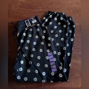 🎃Metallic Skull black joggers with pockets